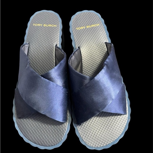 Tory Burch Women's Open Toe Platform Leather Slides Sandals - Picture 1 of 7